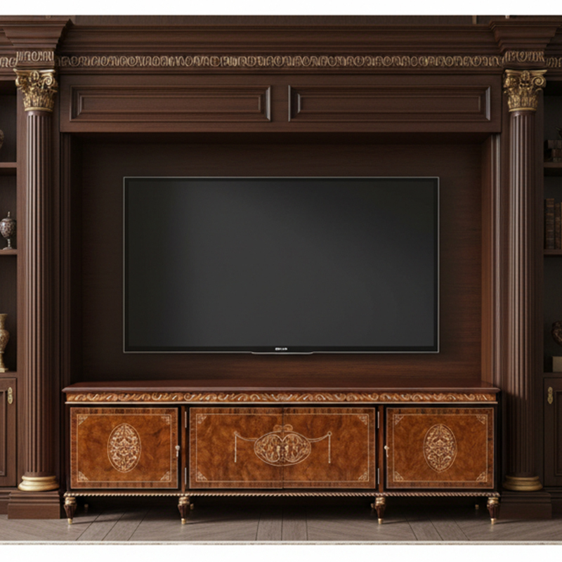 EKAR Royal Ambassador Luxury TV Stand | English Style Inlaid Burlwood Media Console |,EKAR FURNITURE CO.,LTD,EKAR Royal Ambassador Luxury TV Stand | English Style Inlaid Burlwood Media Console |,foshan furniture factory,custom Furniture factory,china furniture factory