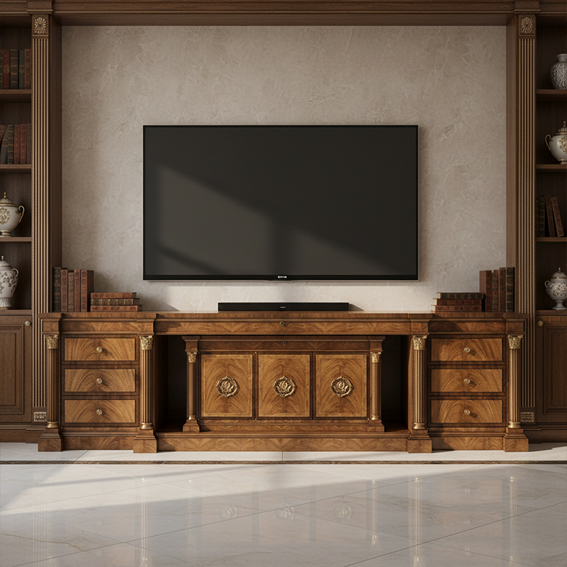 EKAR Westminster Grand Manor TV Stand | Luxury British Style Burl Wood Media Console | EKAR FURNITURE,EKAR FURNITURE CO.,LTD,EKAR Westminster Grand Manor TV Stand | Luxury British Style Burl Wood Media Console | EKAR FURNITURE,foshan furniture factory,custom Furniture factory,china furniture factory