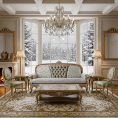 EKAR Genevieve Estate Hand-Carved Wood Sofa with Mixed-Texture Upholstery,MY SHOP,EKAR Genevieve Estate Hand-Carved Wood Sofa with Mixed-Texture Upholstery,foshan furniture factory,custom Furniture factory,china furniture factory