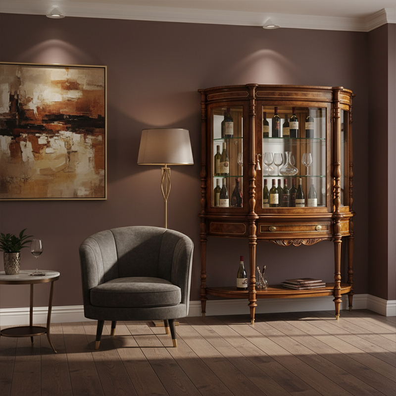 EKAR Regency Heirloom Luxury Vitrine | English Style Curved Glass Wine Cabinet | Premium Custom Furniture,EKAR FURNITURE CO.,LTD,EKAR Regency Heirloom Luxury Vitrine | English Style Curved Glass Wine Cabinet | Premium Custom Furniture,foshan furniture factory,custom Furniture factory,china furniture factory