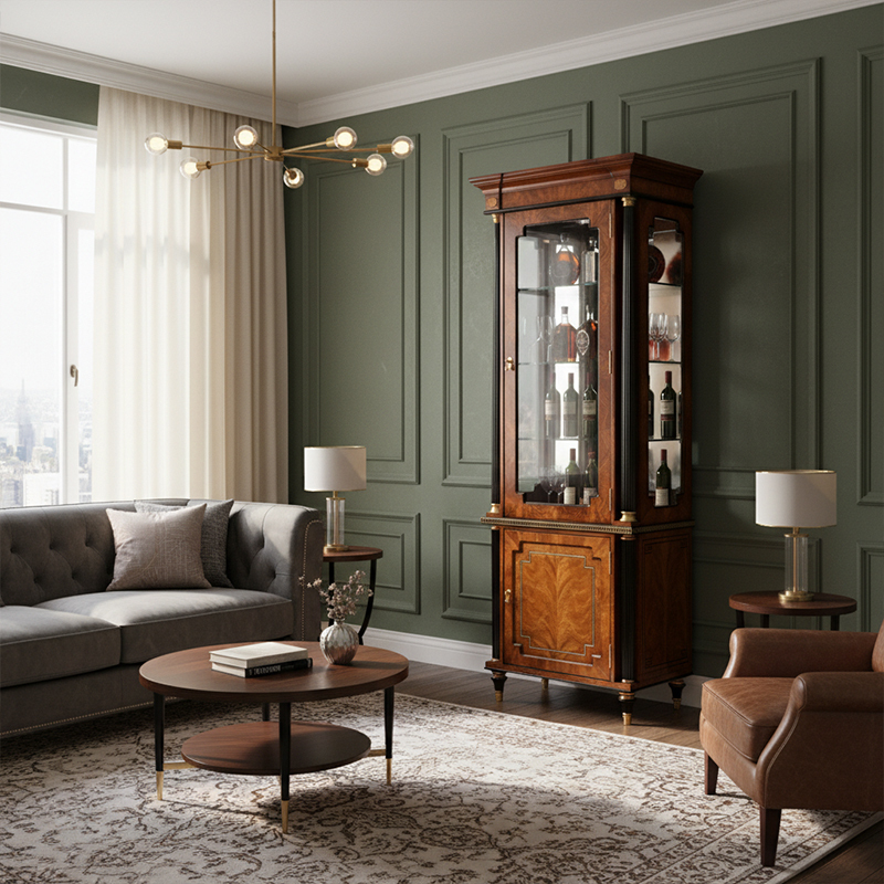 EKAR Royal Manor Luxury Wine Tower | British Style Burl Wood Display Cabinet | Foshan Customized Furniture,EKAR FURNITURE CO.,LTD,EKAR Royal Manor Luxury Wine Tower | British Style Burl Wood Display Cabinet | Foshan Customized Furniture,foshan furniture factory,custom Furniture factory,china furniture factory