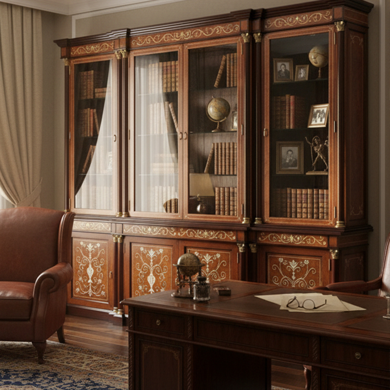 EKAR Imperial Heritage Luxury Bookcase | Traditional English Style Inlaid Library Cabinet |,EKAR FURNITURE CO.,LTD,EKAR Imperial Heritage Luxury Bookcase | Traditional English Style Inlaid Library Cabinet |,foshan furniture factory,custom Furniture factory,china furniture factory