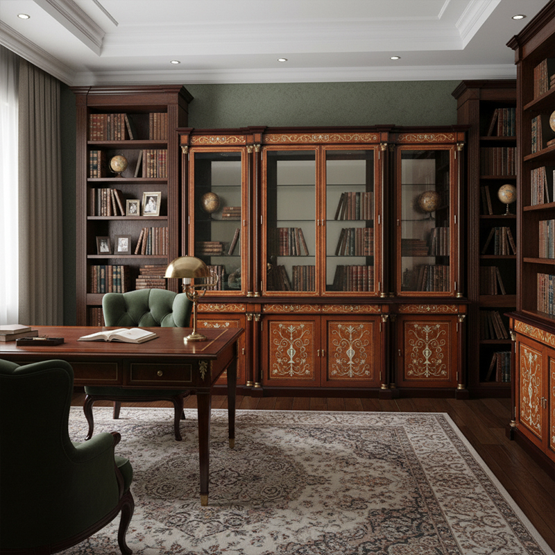 EKAR Imperial Heritage Luxury Bookcase | Traditional English Style Inlaid Library Cabinet |,EKAR FURNITURE CO.,LTD,EKAR Imperial Heritage Luxury Bookcase | Traditional English Style Inlaid Library Cabinet |,foshan furniture factory,custom Furniture factory,china furniture factory
