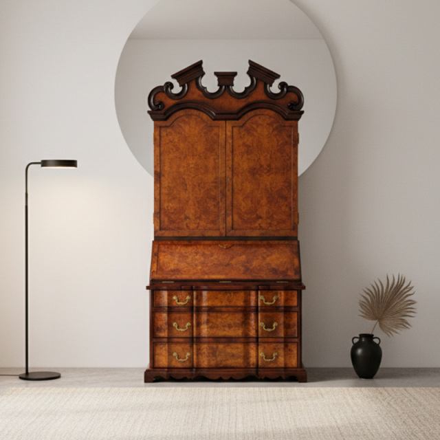 EKAR Sovereign Manor Luxury Secretary Bureau | English Style Burl Wood Desk Cabinet |,MY SHOP,EKAR Sovereign Manor Luxury Secretary Bureau | English Style Burl Wood Desk Cabinet |,foshan furniture factory,custom Furniture factory,china furniture factory
