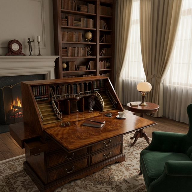 EKAR St. James Luxury Secretary Bureau | Hand-Inlaid English Style Writing Desk | Premium Custom Furniture,EKAR FURNITURE CO.,LTD,EKAR St. James Luxury Secretary Bureau | Hand-Inlaid English Style Writing Desk | Premium Custom Furniture,foshan furniture factory,custom Furniture factory,china furniture factory