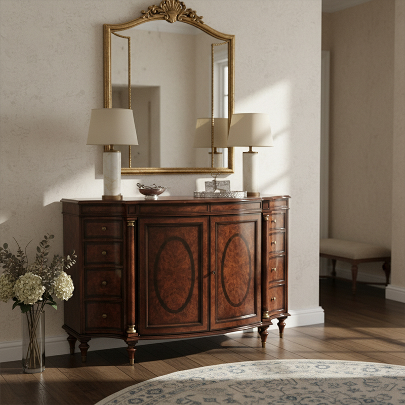EKAR Marlborough Heritage Sideboard | Luxury English Style Burlwood Entryway Cabinet | EKAR FURNITURE,EKAR FURNITURE CO.,LTD,EKAR Marlborough Heritage Sideboard | Luxury English Style Burlwood Entryway Cabinet | EKAR FURNITURE,foshan furniture factory,custom Furniture factory,china furniture factory