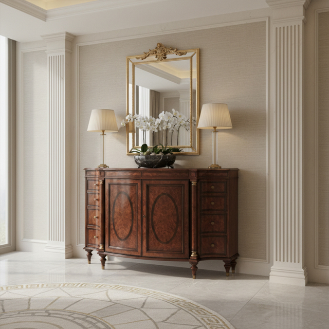 EKAR Marlborough Heritage Sideboard | Luxury English Style Burlwood Entryway Cabinet | EKAR FURNITURE,MY SHOP,EKAR Marlborough Heritage Sideboard | Luxury English Style Burlwood Entryway Cabinet | EKAR FURNITURE,foshan furniture factory,custom Furniture factory,china furniture factory