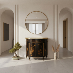 EKAR Dynasty Heritage Luxury Entryway Cabinet | Hand-Painted Chinoiserie Demilune Console |,MY SHOP,EKAR Dynasty Heritage Luxury Entryway Cabinet | Hand-Painted Chinoiserie Demilune Console |,foshan furniture factory,custom Furniture factory,china furniture factory