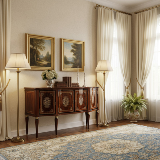 EKAR Regency Heritage Luxury Sideboard | Hand-Inlaid English Style Buffet |,MY SHOP,EKAR Regency Heritage Luxury Sideboard | Hand-Inlaid English Style Buffet |,foshan furniture factory,custom Furniture factory,china furniture factory