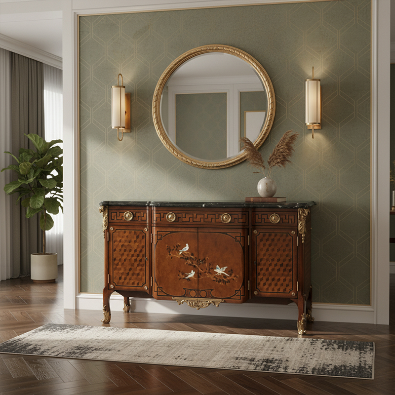 EKAR Imperial Heritage Luxury Hall Cabinet | Hand-Painted Chinoiserie Sideboard |,EKAR FURNITURE CO.,LTD,EKAR Imperial Heritage Luxury Hall Cabinet | Hand-Painted Chinoiserie Sideboard |,foshan furniture factory,custom Furniture factory,china furniture factory