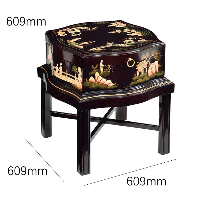 Square Solid Wood End Table – Creative Floral Design for Traditional Living Room Decor,EKAR FURNITURE CO.,LTD,Square Solid Wood End Table – Creative Floral Design for Traditional Living Room Decor,foshan furniture factory,custom Furniture factory,china furniture factory