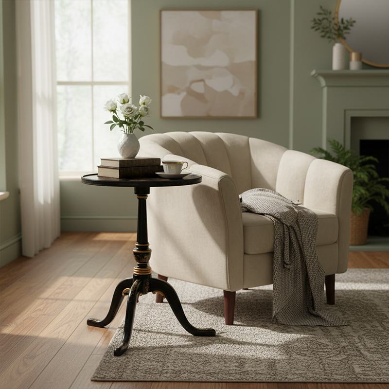 EKAR Dynasty Noir Side Table | Hand-Painted Chinoiserie End Table | Luxury English Style Furniture,EKAR FURNITURE CO.,LTD,EKAR Dynasty Noir Side Table | Hand-Painted Chinoiserie End Table | Luxury English Style Furniture,foshan furniture factory,custom Furniture factory,china furniture factory