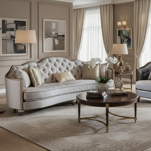 EKAR Sovereign Serpentine Luxury Sofa | Tufted American Classic Couch | Custom High-End Parlor Seating,EKAR FURNITURE CO.,LTD,EKAR Sovereign Serpentine Luxury Sofa | Tufted American Classic Couch | Custom High-End Parlor Seating,foshan furniture factory,custom Furniture factory,china furniture factory