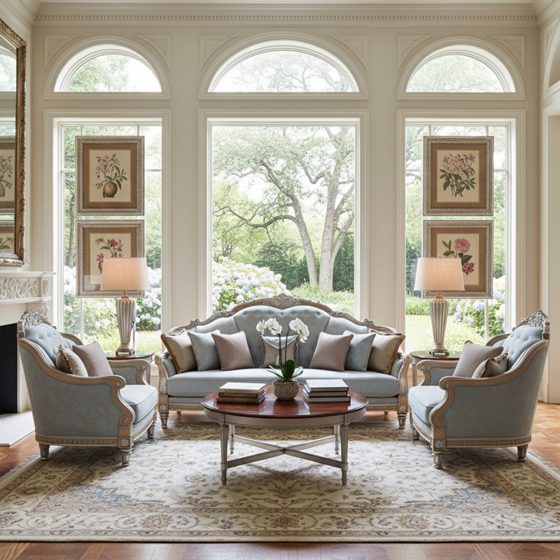 EKAR Versailles Sky-Mist Luxury Sofa | Hand-Carved American Classical Living Room Couch |,EKAR FURNITURE CO.,LTD,EKAR Versailles Sky-Mist Luxury Sofa | Hand-Carved American Classical Living Room Couch |,foshan furniture factory,custom Furniture factory,china furniture factory