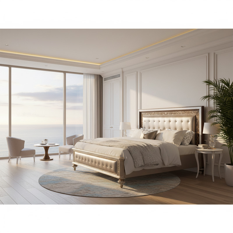 EKAR Zenith Imperial Tufted Bed | Luxury Neoclassical Champagne Bedroom Furniture | Foshan Custom Factory,EKAR FURNITURE CO.,LTD,EKAR Zenith Imperial Tufted Bed | Luxury Neoclassical Champagne Bedroom Furniture | Foshan Custom Factory,foshan furniture factory,custom Furniture factory,china furniture factory