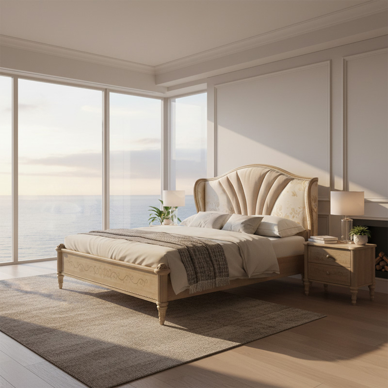 EKAR Aurelia Heritage Luxury Bed | Hand-Carved Champagne Wood Bed Frame | Premium Master Bedroom Furniture,EKAR FURNITURE CO.,LTD,EKAR Aurelia Heritage Luxury Bed | Hand-Carved Champagne Wood Bed Frame | Premium Master Bedroom Furniture,foshan furniture factory,custom Furniture factory,china furniture factory