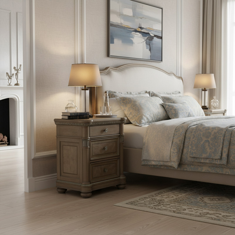 EKAR Sovereign Manor Luxury Nightstand | Hand-Carved Weathered Wood Bedside Chest |,EKAR FURNITURE CO.,LTD,EKAR Sovereign Manor Luxury Nightstand | Hand-Carved Weathered Wood Bedside Chest |,foshan furniture factory,custom Furniture factory,china furniture factory