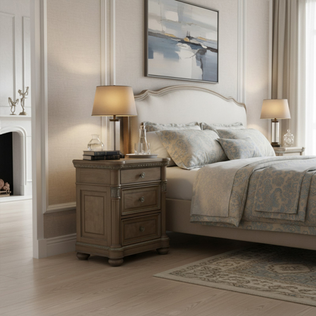 EKAR Sovereign Manor Luxury Nightstand | Hand-Carved Weathered Wood Bedside Chest |,EKAR FURNITURE CO.,LTD,EKAR Sovereign Manor Luxury Nightstand | Hand-Carved Weathered Wood Bedside Chest |,foshan furniture factory,custom Furniture factory,china furniture factory