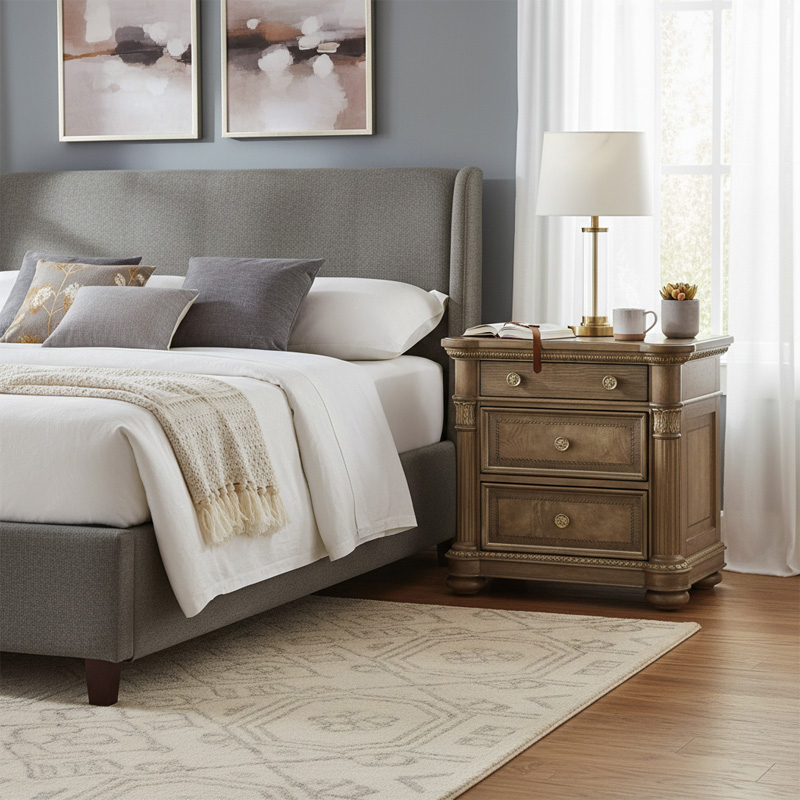 EKAR Heritage Sovereign Luxury Nightstand | Hand-Carved American Style Bedside Chest | EKAR FURNITURE,EKAR FURNITURE CO.,LTD,EKAR Heritage Sovereign Luxury Nightstand | Hand-Carved American Style Bedside Chest | EKAR FURNITURE,foshan furniture factory,custom Furniture factory,china furniture factory