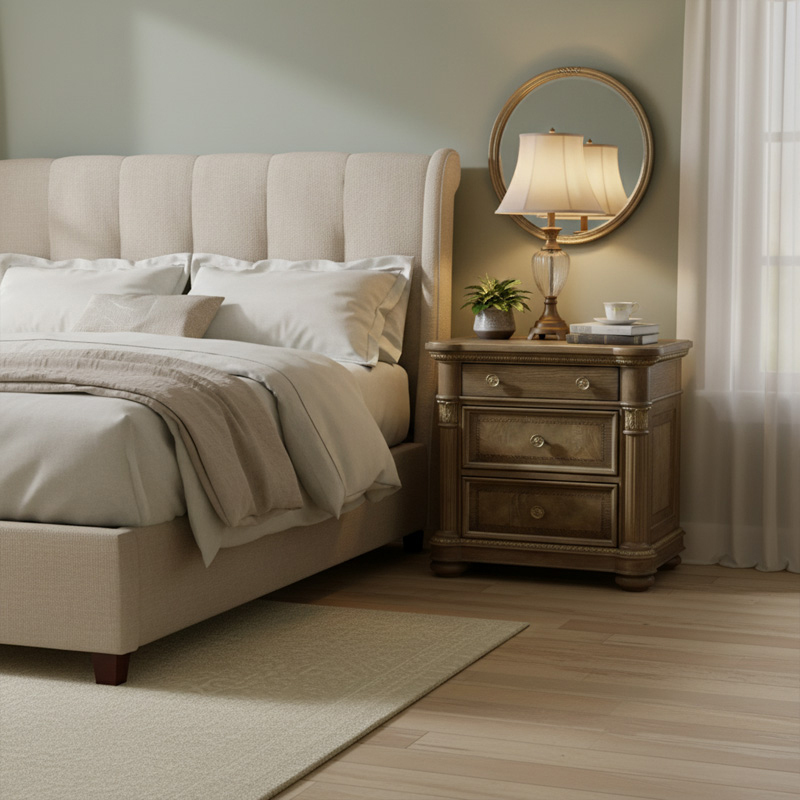 EKAR Heritage Sovereign Luxury Nightstand | Hand-Carved American Style Bedside Chest | EKAR FURNITURE,EKAR FURNITURE CO.,LTD,EKAR Heritage Sovereign Luxury Nightstand | Hand-Carved American Style Bedside Chest | EKAR FURNITURE,foshan furniture factory,custom Furniture factory,china furniture factory