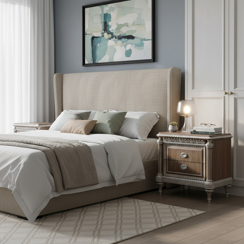 EKAR Corinthian Luxury Nightstand | Hand-Carved American Style Bedside Chest | Foshan Custom Furniture,EKAR FURNITURE CO.,LTD,EKAR Corinthian Luxury Nightstand | Hand-Carved American Style Bedside Chest | Foshan Custom Furniture,foshan furniture factory,custom Furniture factory,china furniture factory