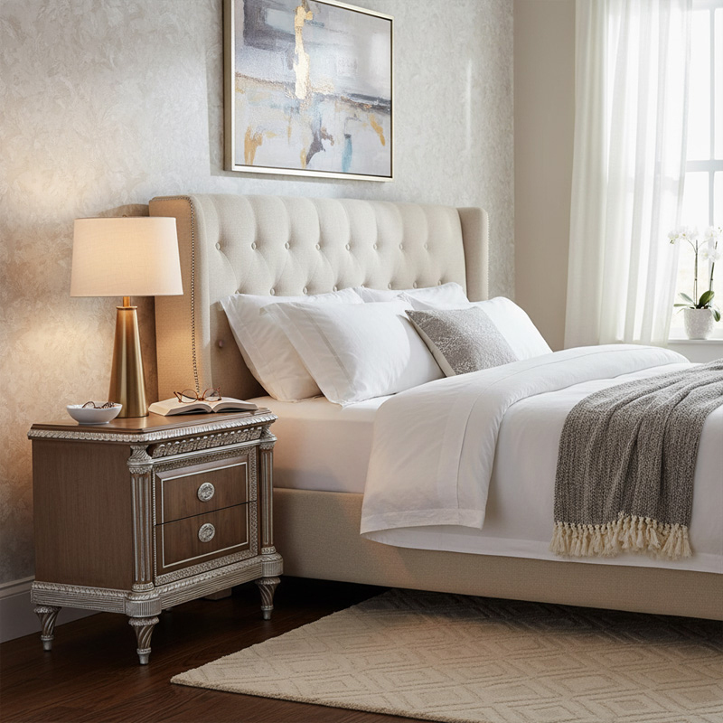 EKAR Corinthian Luxury Nightstand | Hand-Carved American Style Bedside Chest | Foshan Custom Furniture,EKAR FURNITURE CO.,LTD,EKAR Corinthian Luxury Nightstand | Hand-Carved American Style Bedside Chest | Foshan Custom Furniture,foshan furniture factory,custom Furniture factory,china furniture factory