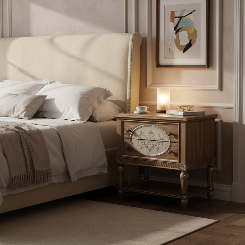 EKAR Heirloom Medallion Nightstand | Luxury Hand-Painted English Style Bedside Table | EKAR FURNITURE,EKAR FURNITURE CO.,LTD,EKAR Heirloom Medallion Nightstand | Luxury Hand-Painted English Style Bedside Table | EKAR FURNITURE,foshan furniture factory,custom Furniture factory,china furniture factory