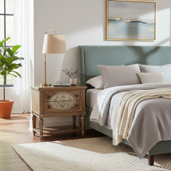 EKAR Heirloom Medallion Nightstand | Luxury Hand-Painted English Style Bedside Table | EKAR FURNITURE,MY SHOP,EKAR Heirloom Medallion Nightstand | Luxury Hand-Painted English Style Bedside Table | EKAR FURNITURE,foshan furniture factory,custom Furniture factory,china furniture factory