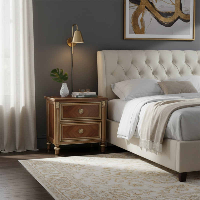 EKAR Marquis Luxury Nightstand | Hand-Inlaid American Style Bedside Table | Premium Custom Furniture,EKAR FURNITURE CO.,LTD,EKAR Marquis Luxury Nightstand | Hand-Inlaid American Style Bedside Table | Premium Custom Furniture,foshan furniture factory,custom Furniture factory,china furniture factory