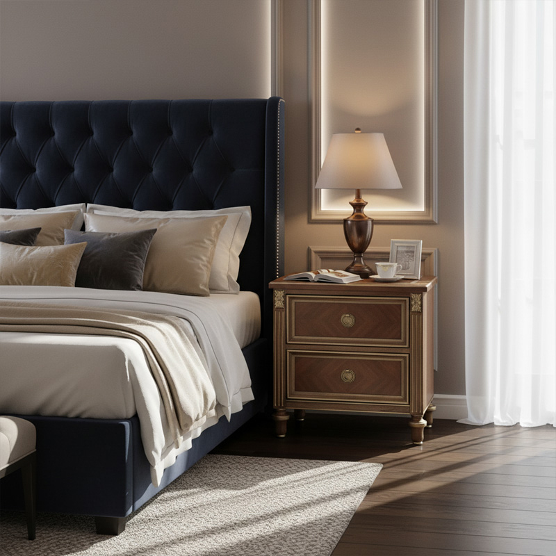 EKAR Marquis Luxury Nightstand | Hand-Inlaid American Style Bedside Table | Premium Custom Furniture,EKAR FURNITURE CO.,LTD,EKAR Marquis Luxury Nightstand | Hand-Inlaid American Style Bedside Table | Premium Custom Furniture,foshan furniture factory,custom Furniture factory,china furniture factory