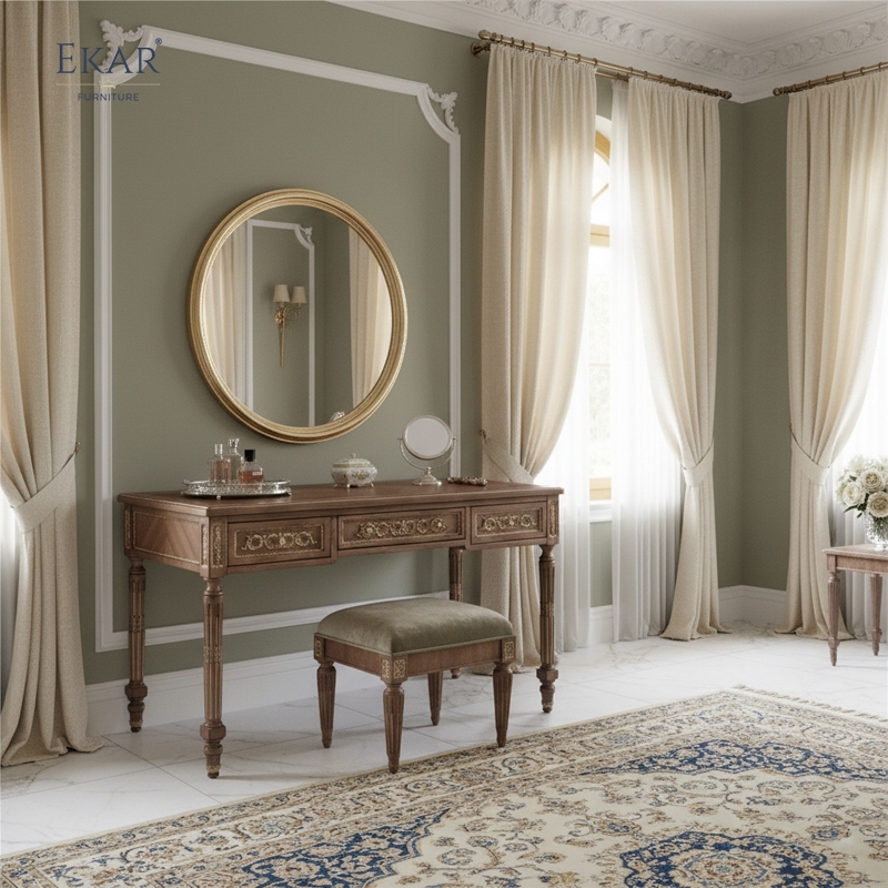 EKAR Belvedere Heritage Luxury Vanity Table | Hand-Carved Neoclassical Console & Writing Desk | EKAR FURNITURE,EKAR FURNITURE CO.,LTD,EKAR Belvedere Heritage Luxury Vanity Table | Hand-Carved Neoclassical Console & Writing Desk | EKAR FURNITURE,foshan furniture factory,custom Furniture factory,china furniture factory
