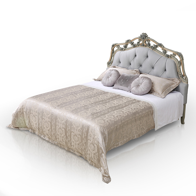 Grey Upholstered Headboard King Frame Handcarved Bed,EKAR FURNITURE CO.,LTD,Grey Upholstered Headboard King Frame Handcarved Bed  - Ekar Furniture,foshan furniture factory,custom Furniture factory,china furniture factory
