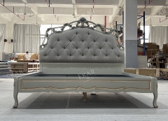 ,MY SHOP,Grey Upholstered Headboard King Frame Handcarved Bed  - Ekar Furniture,foshan furniture factory,custom Furniture factory,china furniture factory