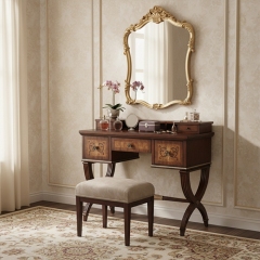 Luxury Antique Dark Wood Vanity Desk | Handcrafted Classical Makeup Table - EKAR FURNITURE,MY SHOP,Luxury Antique Dark Wood Vanity Desk | Handcrafted Classical Makeup Table - EKAR FURNITURE,foshan furniture factory,custom Furniture factory,china furniture factory