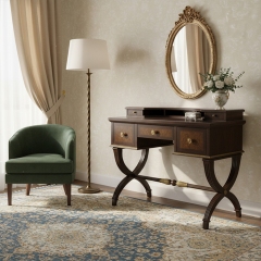 Luxury Antique Dark Wood Vanity Desk | Handcrafted Classical Makeup Table - EKAR FURNITURE,MY SHOP,Luxury Antique Dark Wood Vanity Desk | Handcrafted Classical Makeup Table - EKAR FURNITURE,foshan furniture factory,custom Furniture factory,china furniture factory