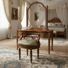 EKAR Furniture | Imperial Heritage Gilded Vanity Stool – Luxury Neoclassical Dressing Chair,EKAR FURNITURE CO.,LTD,EKAR Furniture | Imperial Heritage Gilded Vanity Stool – Luxury Neoclassical Dressing Chair,foshan furniture factory,custom Furniture factory,china furniture factory