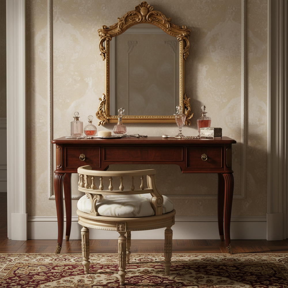 EKAR Furniture | Imperial Heritage Gilded Vanity Stool – Luxury Neoclassical Dressing Chair,EKAR FURNITURE CO.,LTD,EKAR Furniture | Imperial Heritage Gilded Vanity Stool – Luxury Neoclassical Dressing Chair,foshan furniture factory,custom Furniture factory,china furniture factory