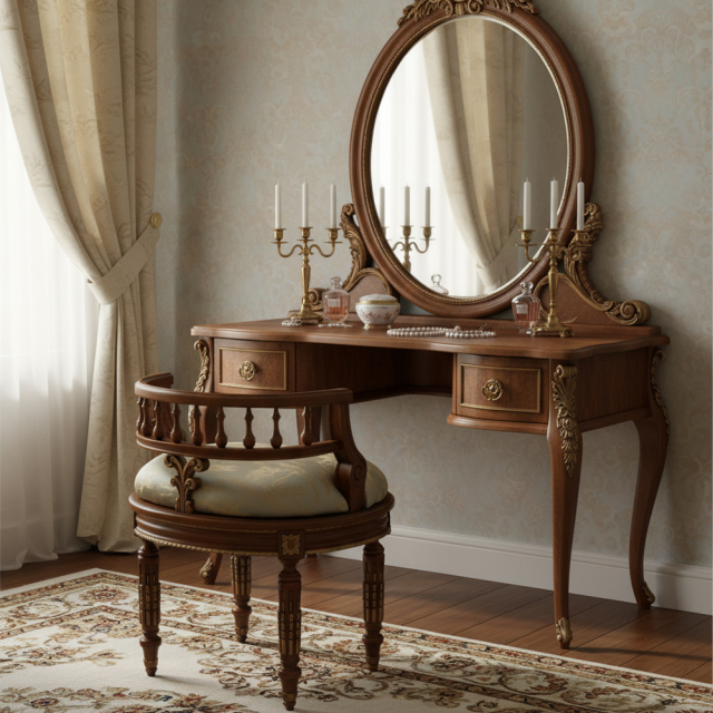 EKAR Furniture | Imperial Heritage Gilded Vanity Stool – Luxury Neoclassical Dressing Chair,EKAR FURNITURE CO.,LTD,EKAR Furniture | Imperial Heritage Gilded Vanity Stool – Luxury Neoclassical Dressing Chair,foshan furniture factory,custom Furniture factory,china furniture factory