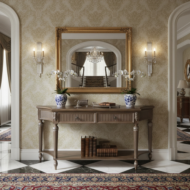 EKAR FURNITURE | Provincial Serenity Silver-Inlay Console Table,EKAR FURNITURE CO.,LTD,EKAR FURNITURE | Provincial Serenity Silver-Inlay Console Table,foshan furniture factory,custom Furniture factory,china furniture factory