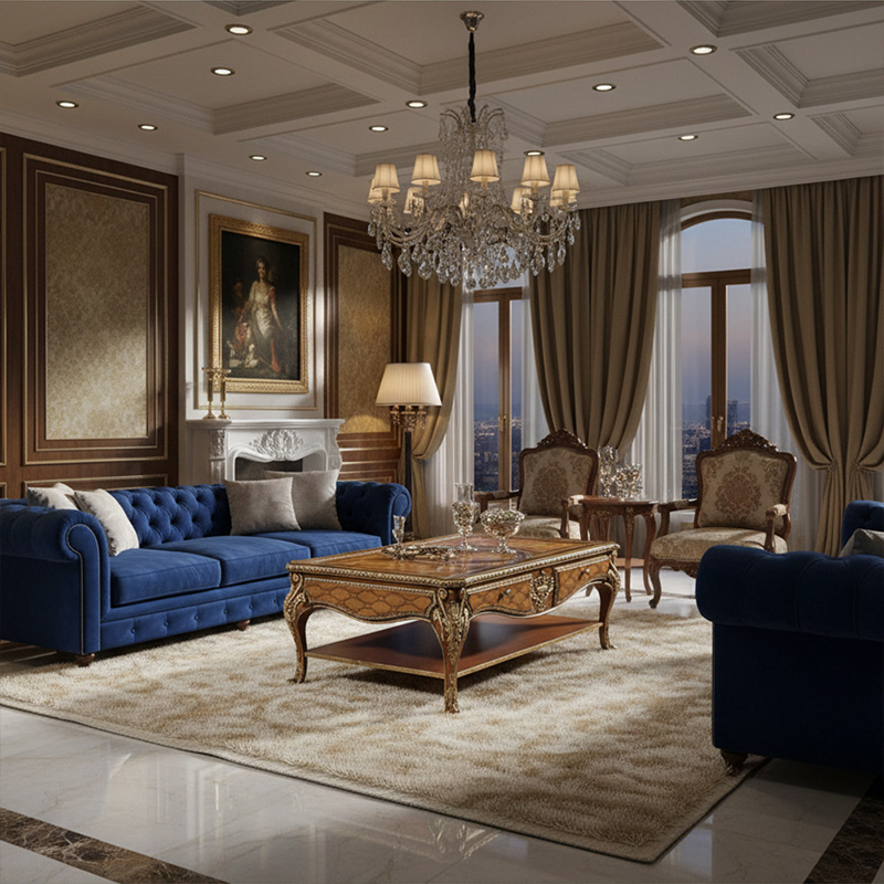 Royal Marquetry Crown Coffee Table - Luxury American Classical Wood Center Table | EKAR FURNITURE,EKAR FURNITURE CO.,LTD,Royal Marquetry Crown Coffee Table - Luxury American Classical Wood Center Table | EKAR FURNITURE,foshan furniture factory,custom Furniture factory,china furniture factory
