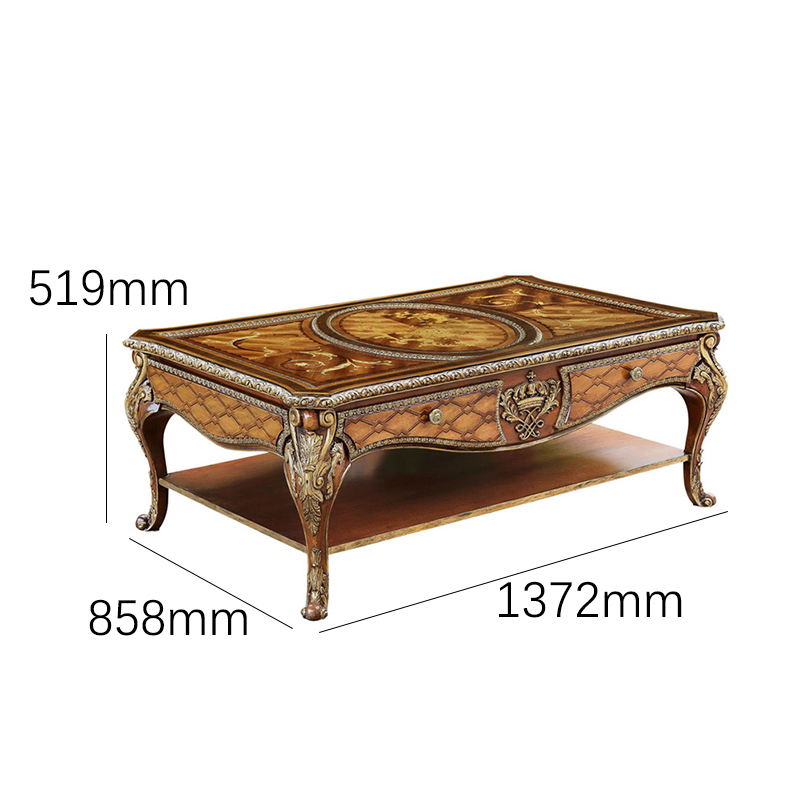 Royal Marquetry Crown Coffee Table - Luxury American Classical Wood Center Table | EKAR FURNITURE,EKAR FURNITURE CO.,LTD,Royal Marquetry Crown Coffee Table - Luxury American Classical Wood Center Table | EKAR FURNITURE,foshan furniture factory,custom Furniture factory,china furniture factory