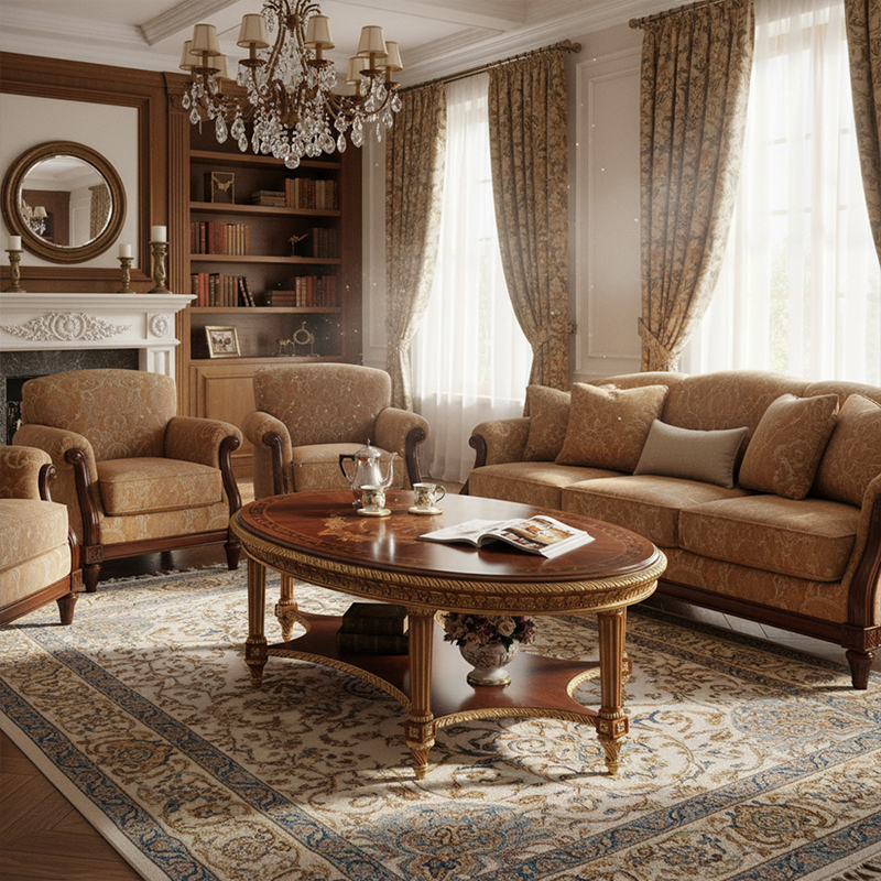 EKAR Furniture | Sovereign Estate Oval Marquetry Coffee Table – Luxury American Classical Centerpiece,EKAR FURNITURE CO.,LTD,EKAR Furniture | Sovereign Estate Oval Marquetry Coffee Table – Luxury American Classical Centerpiece,foshan furniture factory,custom Furniture factory,china furniture factory