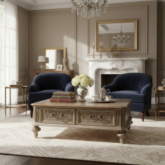 EKAR Furniture | Grand Estate Silver-Leaf Coffee Table - American Classical Luxury Centerpiece,EKAR FURNITURE CO.,LTD,EKAR Furniture | Grand Estate Silver-Leaf Coffee Table - American Classical Luxury Centerpiece,foshan furniture factory,custom Furniture factory,china furniture factory