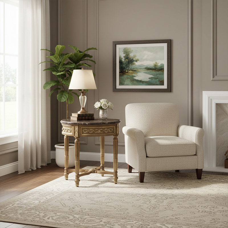 EKAR Furniture | Sovereign Heritage Marble-Top Accent Table - Luxury American Classical End Table,EKAR FURNITURE CO.,LTD,EKAR Furniture | Sovereign Heritage Marble-Top Accent Table - Luxury American Classical End Table,foshan furniture factory,custom Furniture factory,china furniture factory
