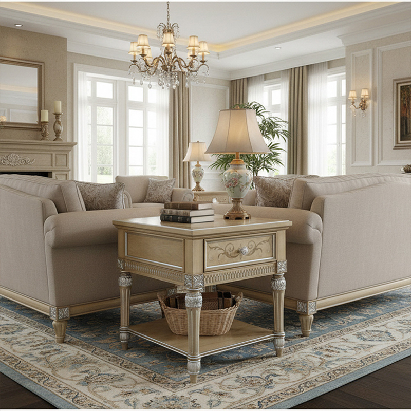 EKAR Furniture | Provincial Grace Silver-Leaf End Table - Luxury American Classical Side Table,EKAR FURNITURE CO.,LTD,EKAR Furniture | Provincial Grace Silver-Leaf End Table - Luxury American Classical Side Table,foshan furniture factory,custom Furniture factory,china furniture factory