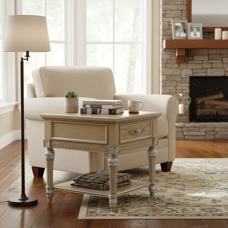 EKAR Furniture | Provincial Grace Silver-Leaf End Table - Luxury American Classical Side Table,EKAR FURNITURE CO.,LTD,EKAR Furniture | Provincial Grace Silver-Leaf End Table - Luxury American Classical Side Table,foshan furniture factory,custom Furniture factory,china furniture factory