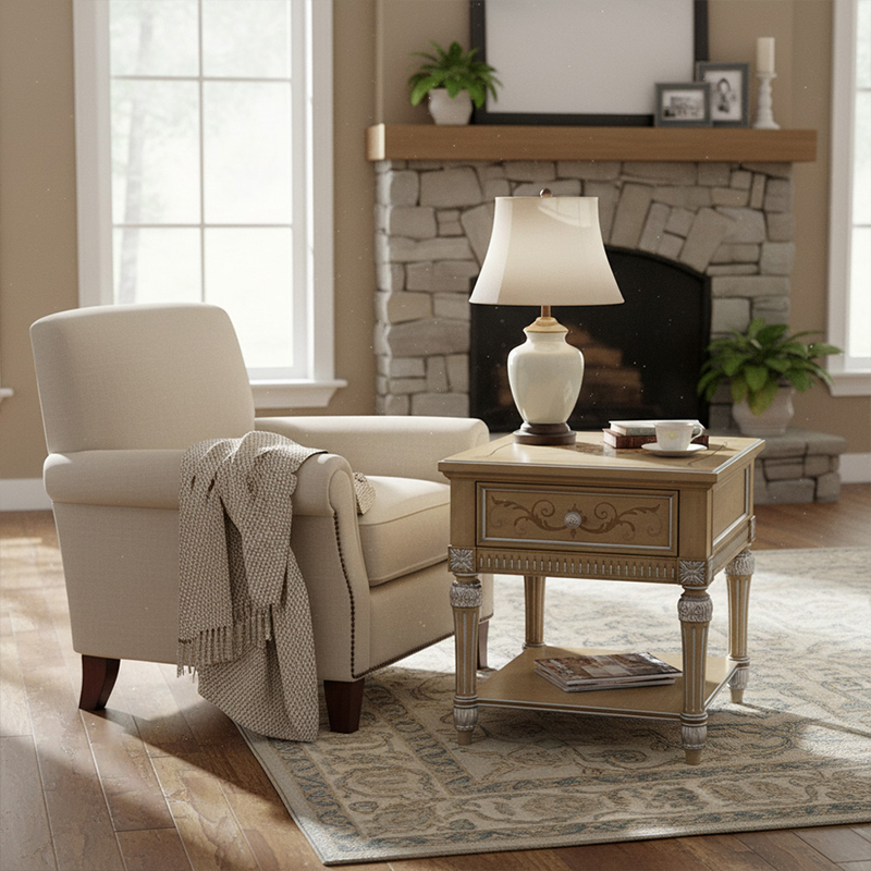 EKAR Furniture | Provincial Grace Silver-Leaf End Table - Luxury American Classical Side Table,EKAR FURNITURE CO.,LTD,EKAR Furniture | Provincial Grace Silver-Leaf End Table - Luxury American Classical Side Table,foshan furniture factory,custom Furniture factory,china furniture factory