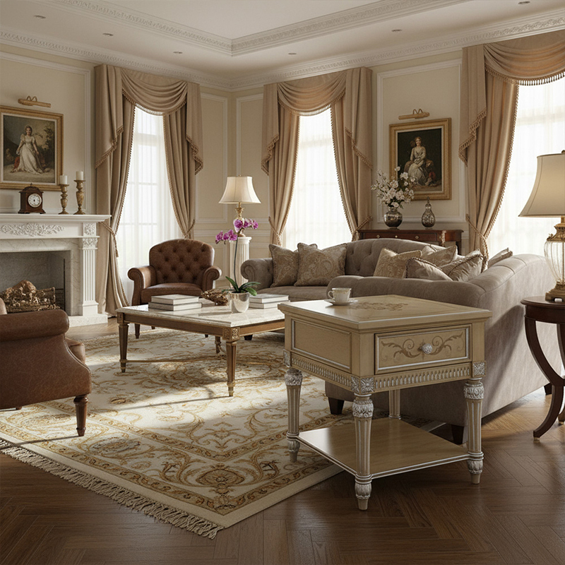 EKAR Furniture | Provincial Grace Silver-Leaf End Table - Luxury American Classical Side Table,EKAR FURNITURE CO.,LTD,EKAR Furniture | Provincial Grace Silver-Leaf End Table - Luxury American Classical Side Table,foshan furniture factory,custom Furniture factory,china furniture factory