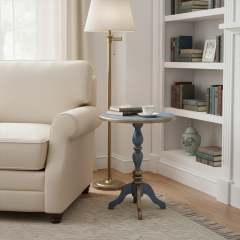Azure Heritage Hand-Painted Pedestal Accent Table - Luxury American Classical Side Table | EKAR FURNITURE,EKAR FURNITURE CO.,LTD,Azure Heritage Hand-Painted Pedestal Accent Table - Luxury American Classical Side Table | EKAR FURNITURE,foshan furniture factory,custom Furniture factory,china furniture factory