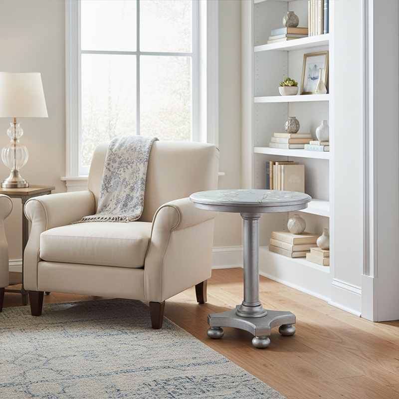 Argento Metallic Column Side Table - Luxury American Classical Silver Accent Table | EKAR FURNITURE,EKAR FURNITURE CO.,LTD,Argento Metallic Column Side Table - Luxury American Classical Silver Accent Table | EKAR FURNITURE,foshan furniture factory,custom Furniture factory,china furniture factory